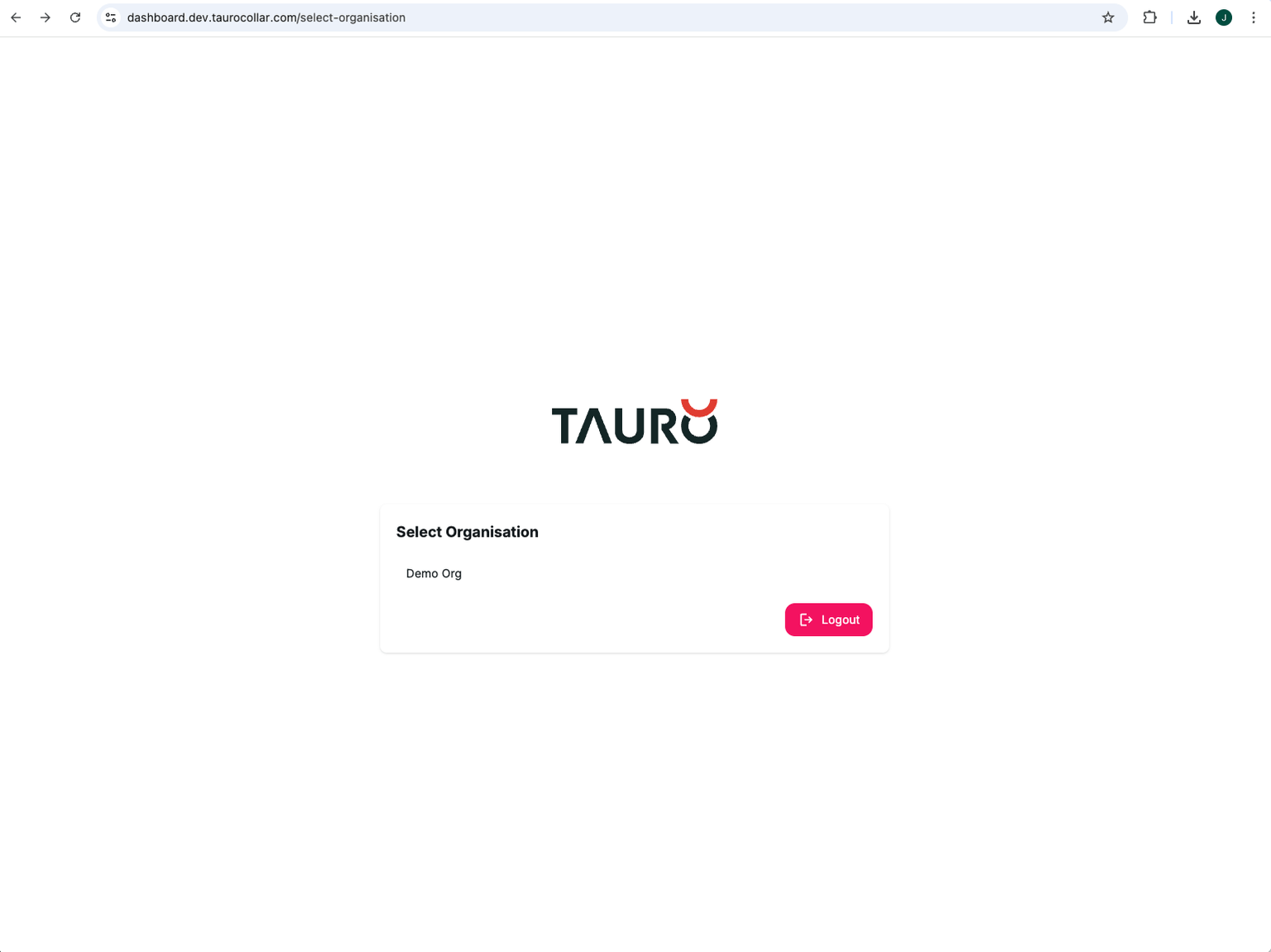 Select Organisation Page